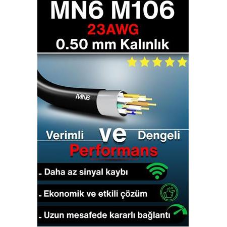 MN6 M106 200 metre ethernet kablosu/utp 0.50mm Cat6 Iki Kat Korumalı/iç Dış Mekan