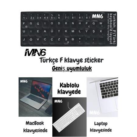 MN6 Mf01 Türkçe F Klavye Etiketi,kaliteli Pvc-3 Adet,türkçe F Klavye Sticker