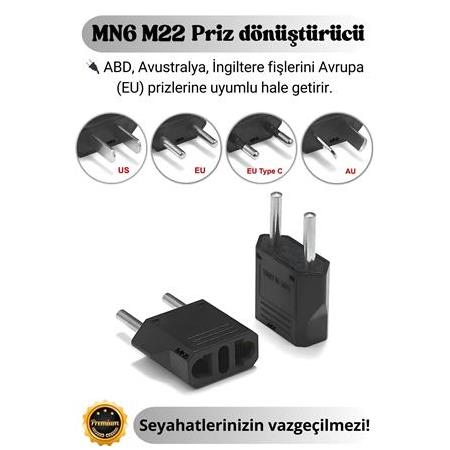 MN6 M22 Priz Donusturucu Tipi Amerikan-A-kalite.Avrupa Priz .Şarj Aleti Dönüştürücü