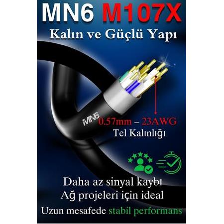 MN6 M107X 260 Metre Internet Kablosu/Utp 0,57mm Cat6 Iki Kat Korumalı/ Iç Dış Mekan
